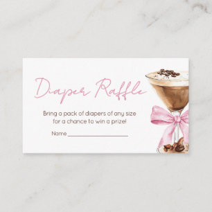 Pink Bow Espresso Martini BabyShower Diaper Raffle Enclosure Card