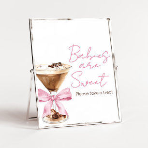 Pink Bow Espresso Shower Babies are Sweet Sign
