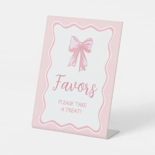 Pink Bow Favour Pedestal Sign