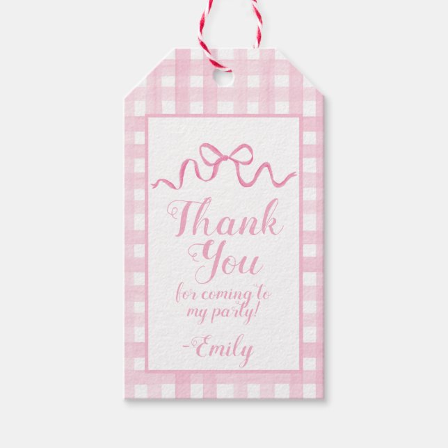 Pink Bow Favour Tags (Front)