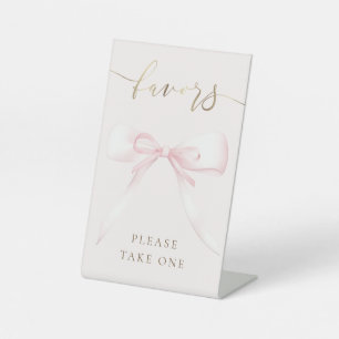 pink bow favours sign