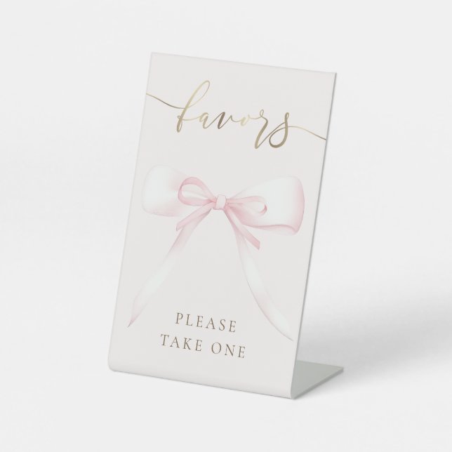 pink bow favours sign (Front)