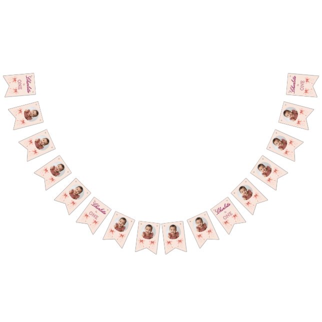 Pink Bow First Birthday! Bunting (All)