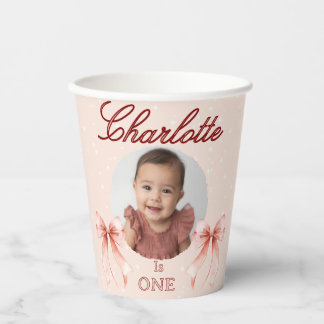 Pink Bow First Birthday! Paper Cups