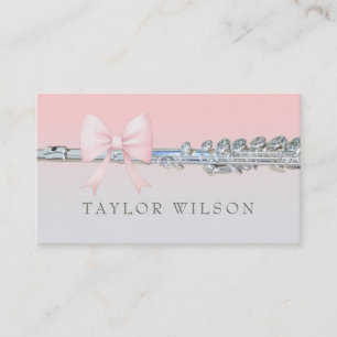 pink bow flautist business card