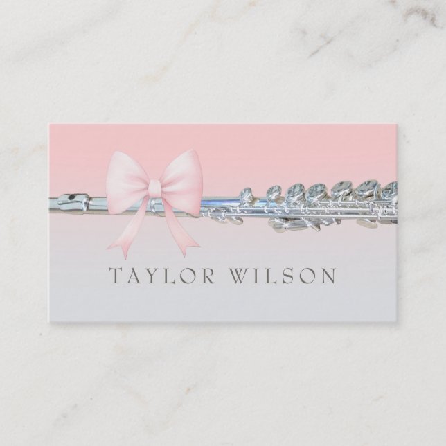 pink bow  flautist business card (Front)