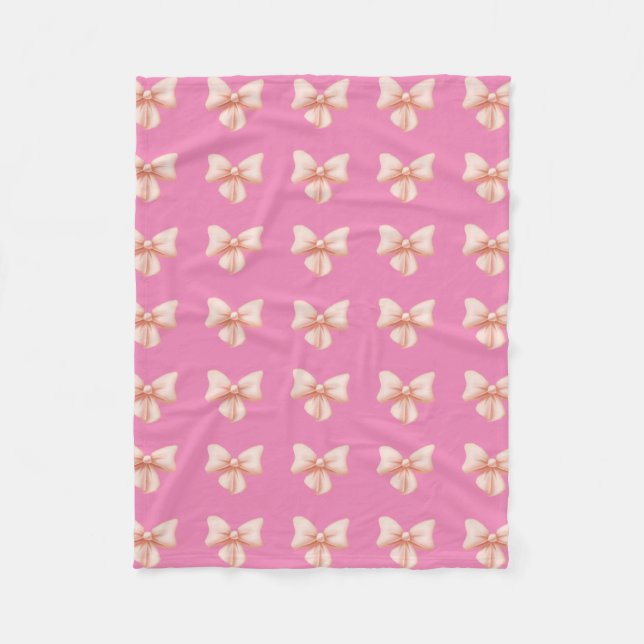 Pink Bow Fleece Blanket (Front)