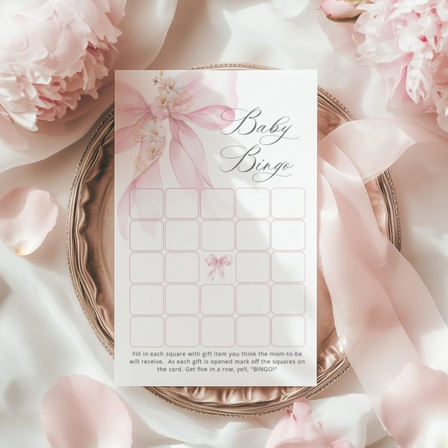 Pink Bow Floral Baby Bingo Baby shower Game (Creator Uploaded)