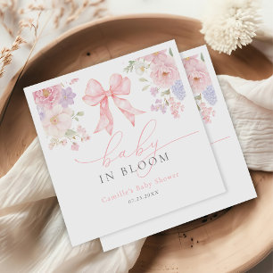Pink Bow Floral Baby in Bloom Girl Baby Shower Napkin