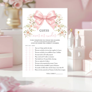 Pink Bow Floral Baby Shower Over or Under Game