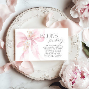 Pink Bow Floral Book for baby ticket Enclosure Card
