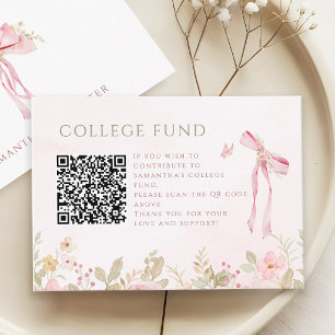 pink bow floral garden graduation college fund enclosure card