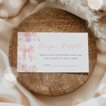 Pink Bow Floral Girl Baby Shower Diaper Raffle