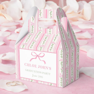 Pink Bow Floral Graduation Favour Box