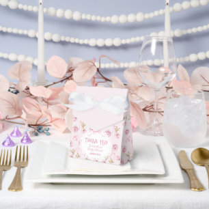 Pink Bow Floral Roses Vintage Baby Shower Thanks Favour Box