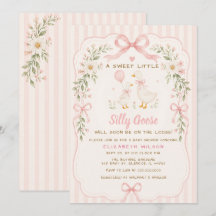 Pink Bow Floral Silly Goose Girl Baby Shower