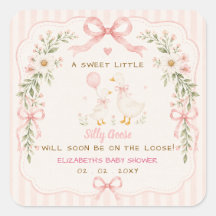 Pink Bow Floral Silly Goose Girl Baby Shower
