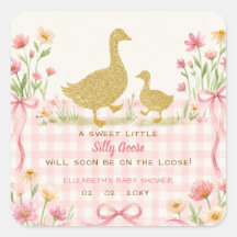 Pink Bow Floral Silly Goose Girl Baby Shower