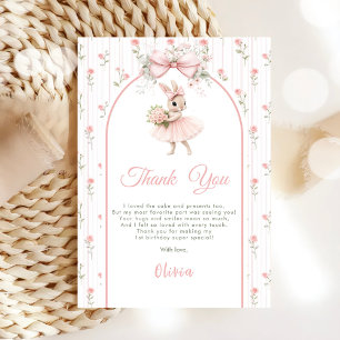 Pink Bow & Floral Some Bunny is One 1st Birthday Thank You Card