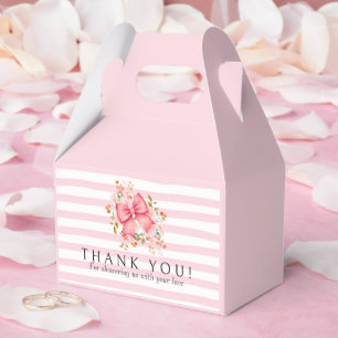 Pink Bow Floral watercolor baby shower Favour Box