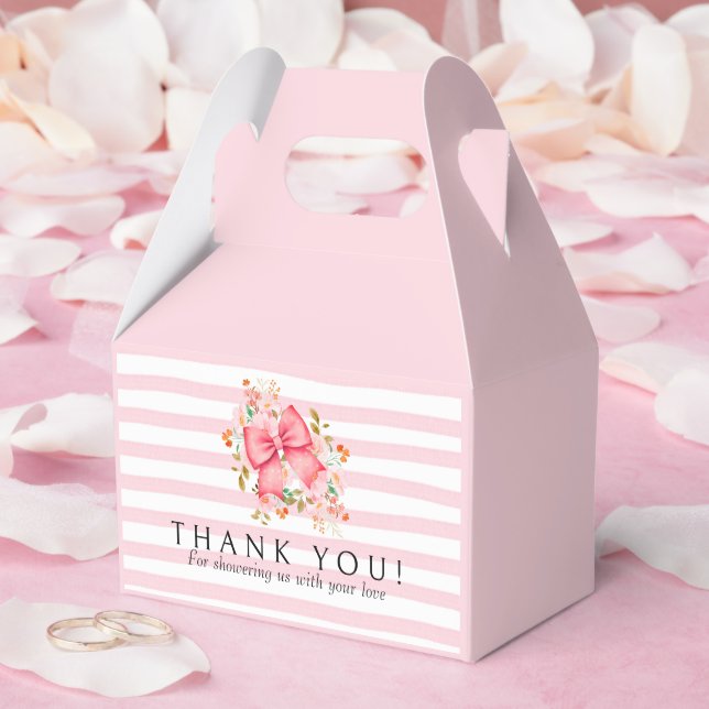 Pink Bow Floral watercolor baby shower Favour Box (Wedding)