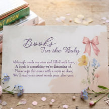 Pink Bow Floral Watercolor Book for the Baby Card