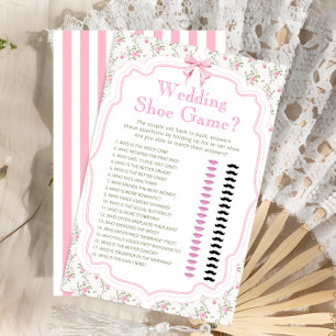 Pink Bow Floral Wedding Shoe Game Card