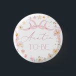 Pink Bow floral wildflower Auntie to be 3 Cm Round Badge<br><div class="desc">Pink Bow floral wildflower Auntie to be button
Matching items available.</div>