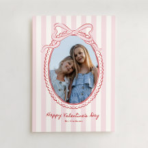 Pink Bow Frame Valentine’s Day Photo Card