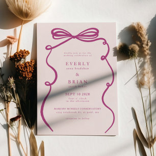 Pink Bow Frame Wedding Invitation