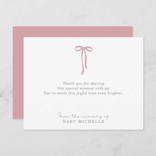 PINK Bow, from the nursery of, text card  (Front/Back)