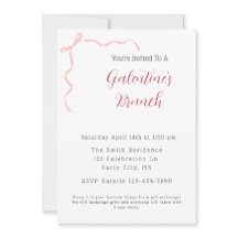 Pink Bow Galentine's Brunch Invitation