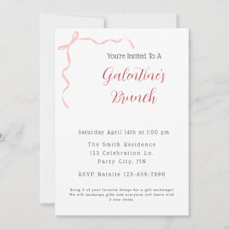 Pink Bow Galentine's Brunch Invitation