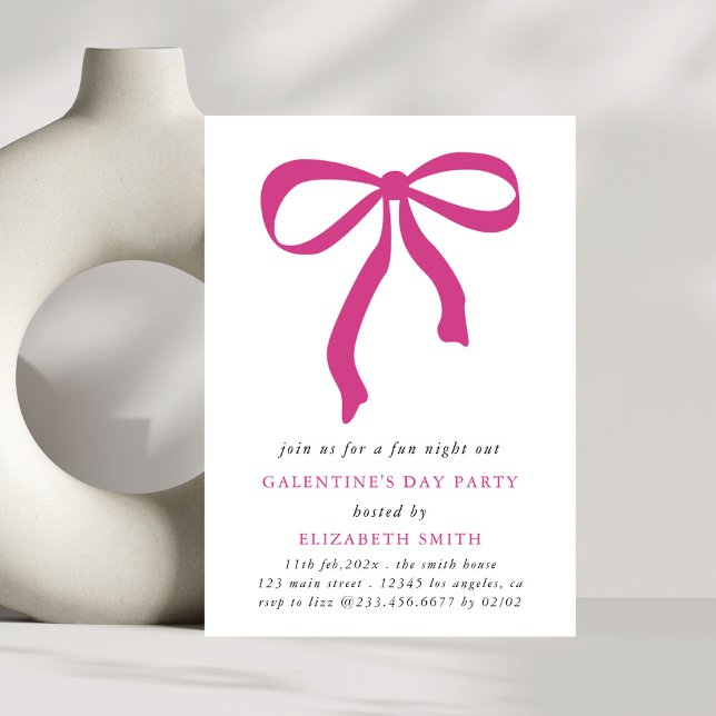 Pink Bow Galentines Day Party Invitation (Creator Uploaded)