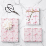 Pink Bow Gift Wrap Coquette Wrapping Paper Blush<br><div class="desc">Pretty modern coquette wrapping paper sheets that feature a watercolor blush pink bow pattern. Two sheets have a pale blush background and the other sheet has a white background. This stylish gift wrap is the perfect finishing touch for a baby shower, bridal shower or birthday gift. Pair with anything from...</div>