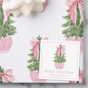 Pink Bow Ginger Jar Christmas Tree Photo Card