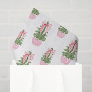 Pink Bow Ginger Jar Christmas Tree Tissue Paper