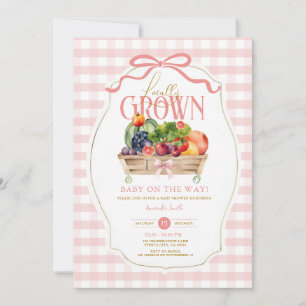 Pink Bow Gingham Locally Grown Baby Shower Invitation