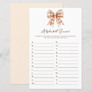 Pink Bow Girl Baby Shower Alphabet