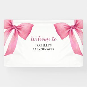 Pink Bow Girl Baby Shower Banner
