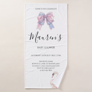 Pink Bow Girl Baby Shower  Bath Towel