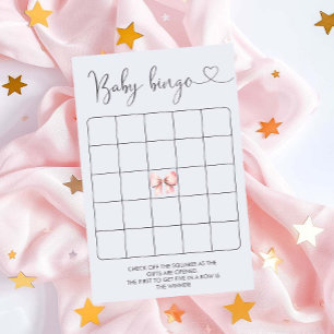 Pink Bow Girl Baby Shower Bingo Game
