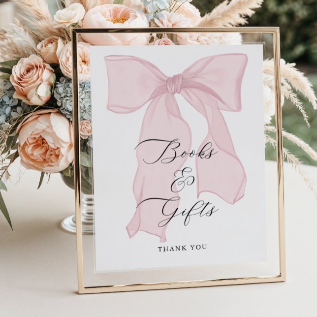 Pink Bow Girl Baby Shower Books and Gifts Poster (Creator Uploaded)