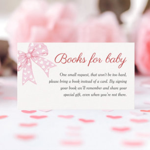 Pink Bow Girl Baby Shower Books for Baby Enclosure Card