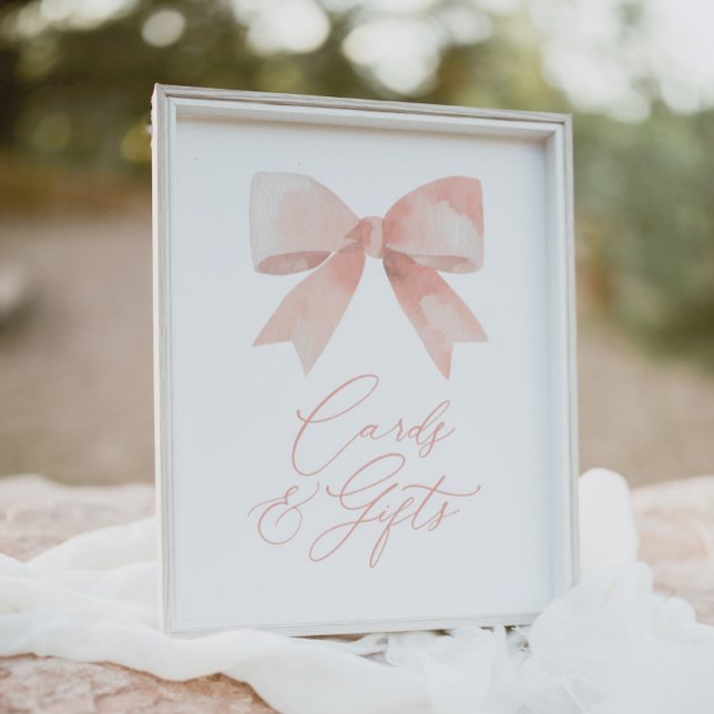 Pink Bow Girl Baby Shower Cards and Gifts Sign (Creator Uploaded)