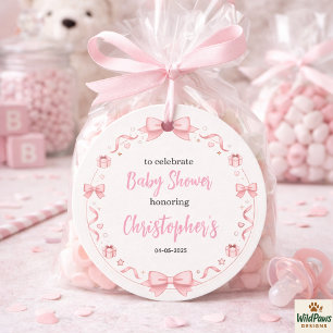 Pink Bow Girl Baby Shower – Cute & Fun Party Favour Tags
