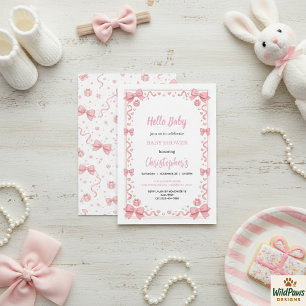 Pink Bow Girl Baby Shower – Cute & Fun Party Invitation
