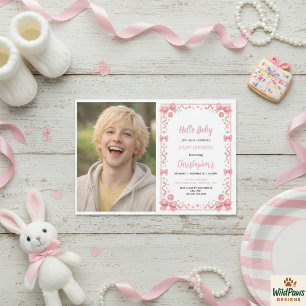 Pink Bow Girl Baby Shower – Cute & Fun Photo Invitation