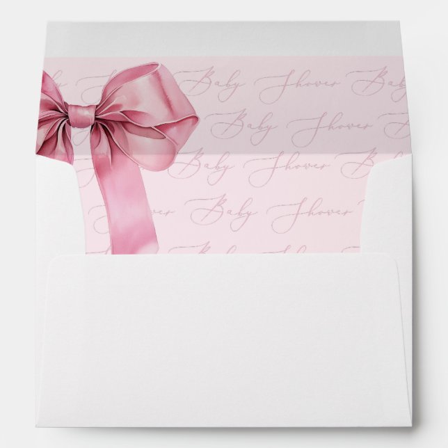 Pink Bow Girl Baby Shower Envelope (Back (Bottom))