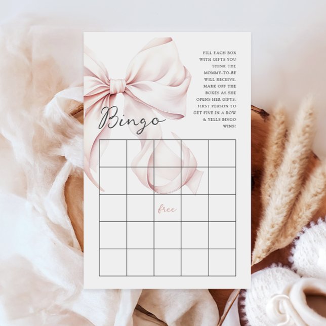 Pink Bow Girl Baby Shower Gift Bingo Activity Game (Creator Uploaded)